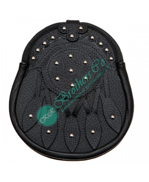 Leaf Studded Gothic Kilt Leather Sporran